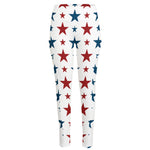 Red And Blue USA Star Pattern Print High-Waisted Pocket Leggings