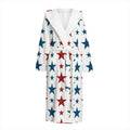 Red And Blue USA Star Pattern Print Hooded Bathrobe