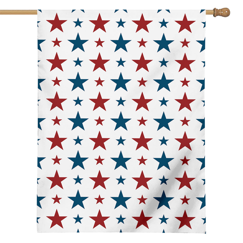 Red And Blue USA Star Pattern Print House Flag