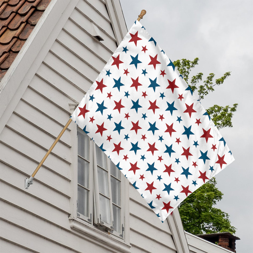 Red And Blue USA Star Pattern Print House Flag