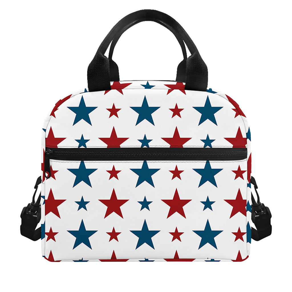 Red And Blue USA Star Pattern Print Insulated Lunch Bag