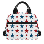 Red And Blue USA Star Pattern Print Insulated Lunch Bag