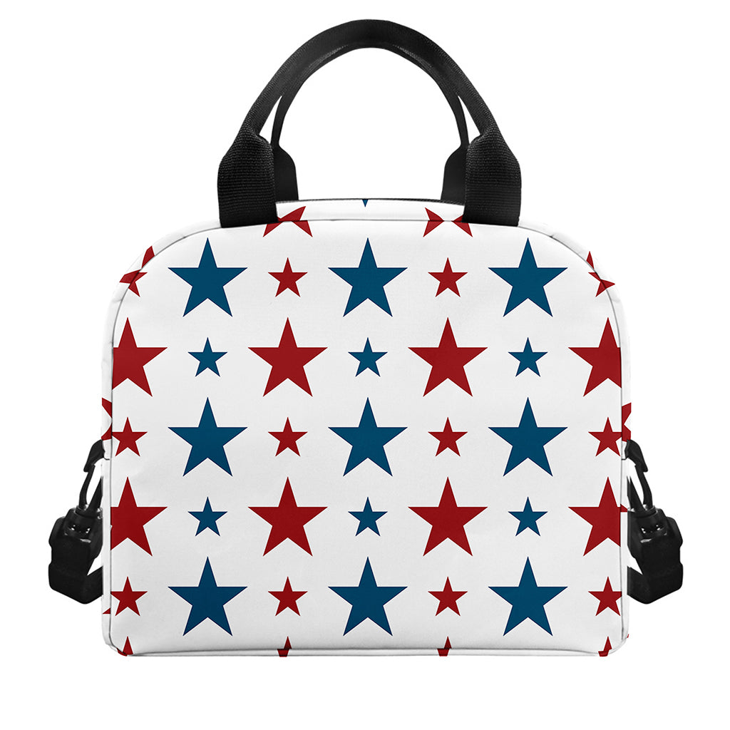 Red And Blue USA Star Pattern Print Insulated Lunch Bag