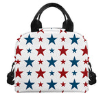 Red And Blue USA Star Pattern Print Insulated Lunch Bag