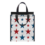 Red And Blue USA Star Pattern Print Insulated Lunch Tote
