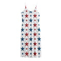 Red And Blue USA Star Pattern Print Jersey Midi Cami Dress