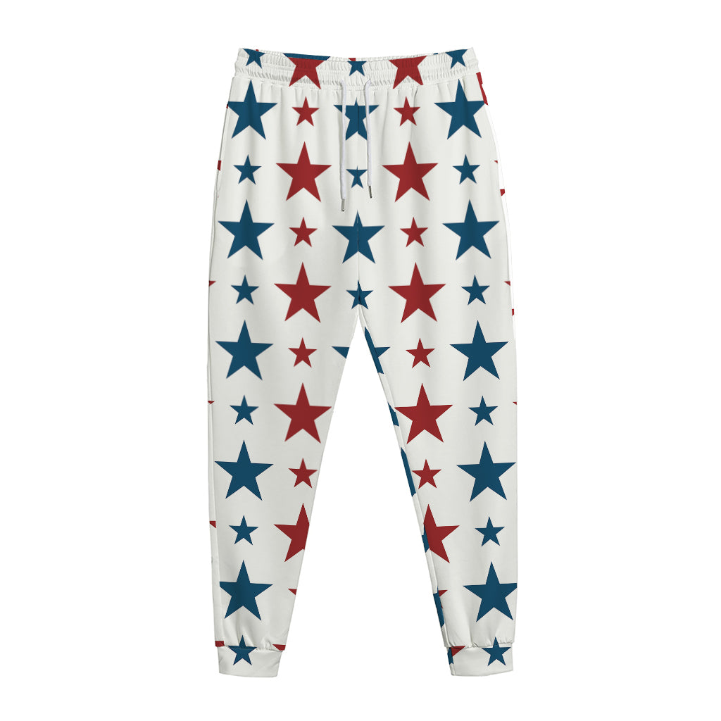 Red And Blue USA Star Pattern Print Jogger Pants
