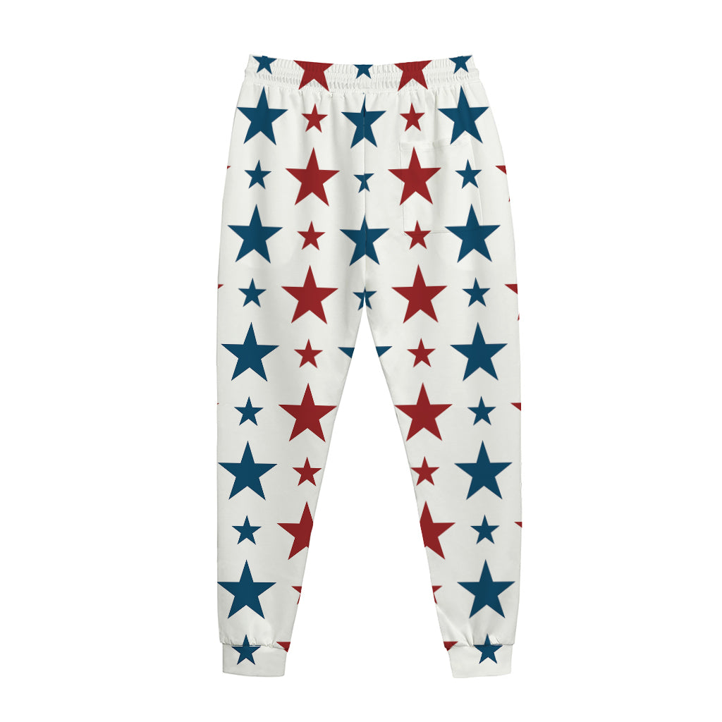 Red And Blue USA Star Pattern Print Jogger Pants