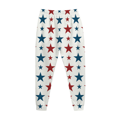 Red And Blue USA Star Pattern Print Jogger Pants