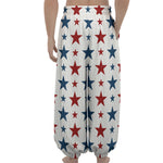 Red And Blue USA Star Pattern Print Lantern Pants