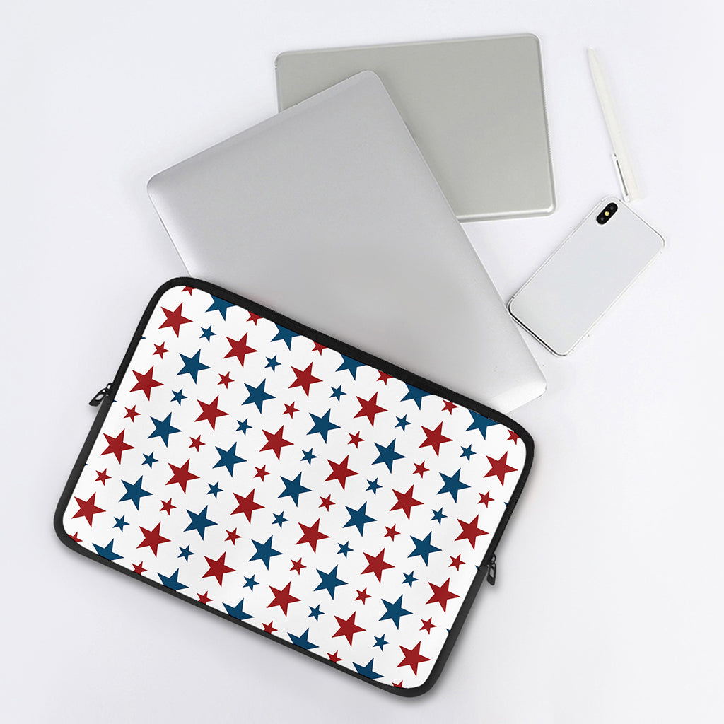 Red And Blue USA Star Pattern Print Laptop Sleeve
