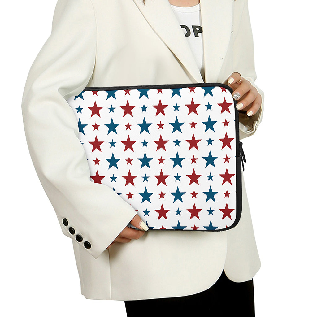 Red And Blue USA Star Pattern Print Laptop Sleeve