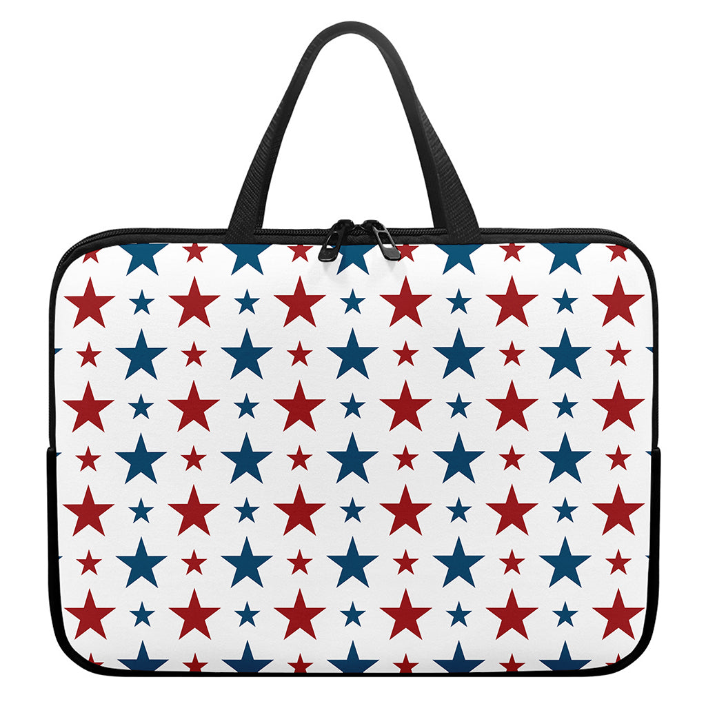 Red And Blue USA Star Pattern Print Laptop Sleeve With Handle