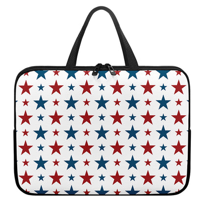Red And Blue USA Star Pattern Print Laptop Sleeve With Handle