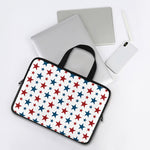 Red And Blue USA Star Pattern Print Laptop Sleeve With Handle