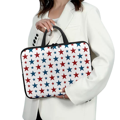 Red And Blue USA Star Pattern Print Laptop Sleeve With Handle