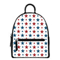 Red And Blue USA Star Pattern Print Leather Backpack