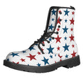 Red And Blue USA Star Pattern Print Lace-Up Boots