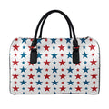 Red And Blue USA Star Pattern Print Leather Duffel Bag
