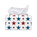 Red And Blue USA Star Pattern Print Leather Tissue Box Cover