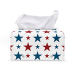 Red And Blue USA Star Pattern Print Leather Tissue Box Cover