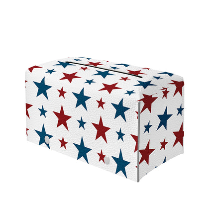 Red And Blue USA Star Pattern Print Leather Tissue Box Cover