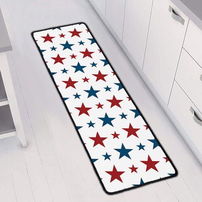 Red And Blue USA Star Pattern Print Long Kitchen Mat