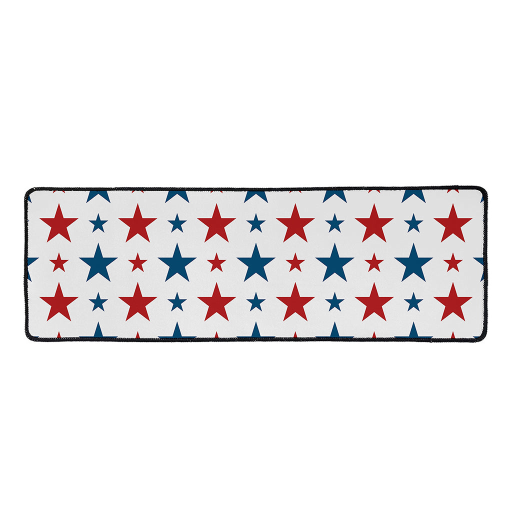 Red And Blue USA Star Pattern Print Long Kitchen Mat