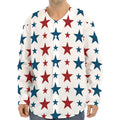 Red And Blue USA Star Pattern Print Long Sleeve Baseball Jersey