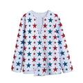 Red And Blue USA Star Pattern Print Long Sleeve Short Coat