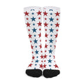 Red And Blue USA Star Pattern Print Long Socks