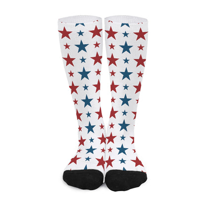 Red And Blue USA Star Pattern Print Long Socks