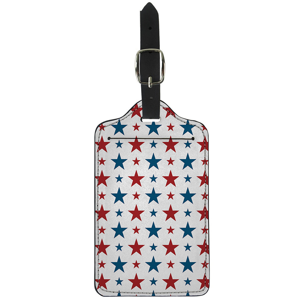 Red And Blue USA Star Pattern Print Luggage Tag