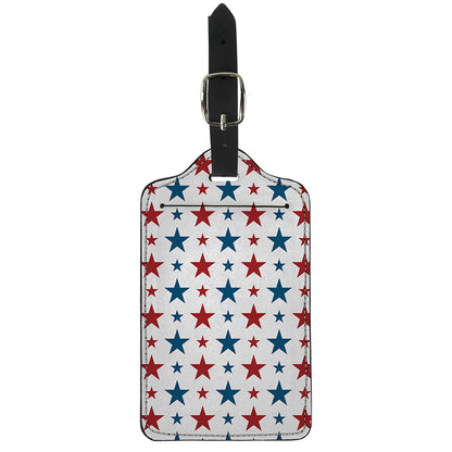 Red And Blue USA Star Pattern Print Luggage Tag