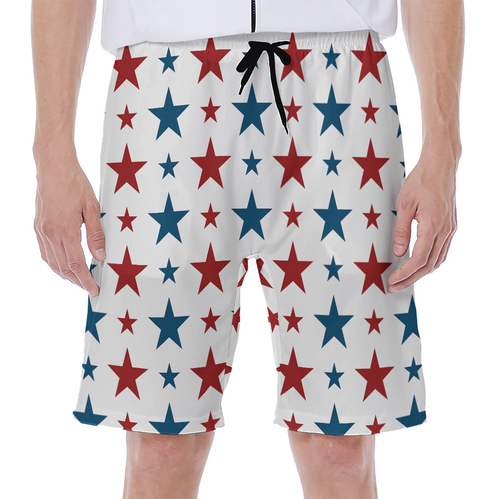 Red And Blue USA Star Pattern Print Men's Beach Shorts
