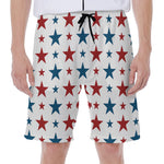 Red And Blue USA Star Pattern Print Men's Beach Shorts