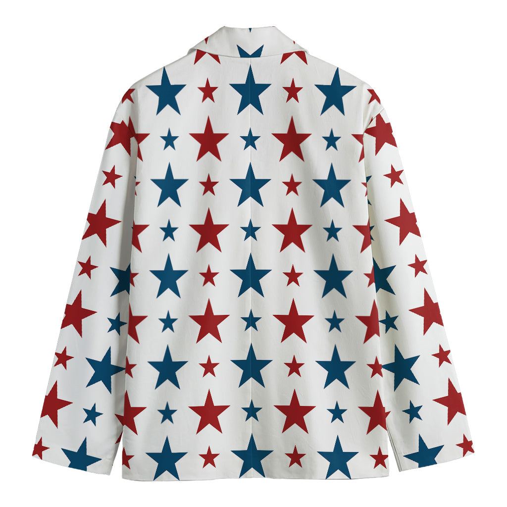 Red And Blue USA Star Pattern Print Men's Blazer