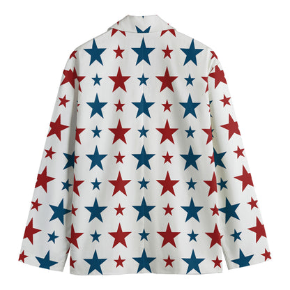 Red And Blue USA Star Pattern Print Men's Blazer