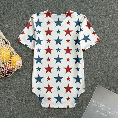 Red And Blue USA Star Pattern Print Men's Bodysuit