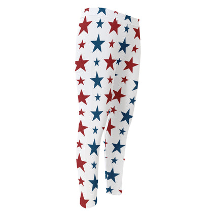 Red And Blue USA Star Pattern Print Men's Compression Pants