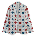 Red And Blue USA Star Pattern Print Men's Cotton Blazer