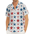 Red And Blue USA Star Pattern Print Men's Deep V-Neck Shirt