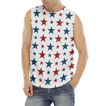 Red And Blue USA Star Pattern Print Men's Fitness Tank Top