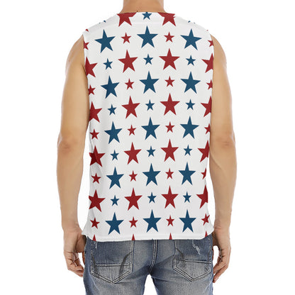 Red And Blue USA Star Pattern Print Men's Fitness Tank Top