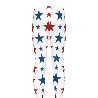 Red And Blue USA Star Pattern Print Men's leggings