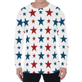 Red And Blue USA Star Pattern Print Men's Long Sleeve T-Shirt