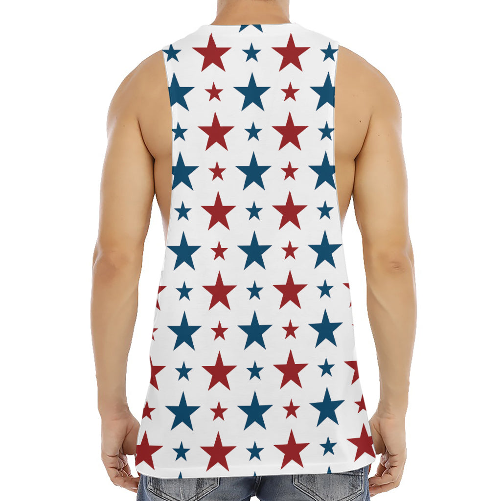 Red And Blue USA Star Pattern Print Men's Muscle Tank Top
