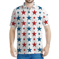 Red And Blue USA Star Pattern Print Men's Polo Shirt