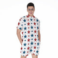 Red And Blue USA Star Pattern Print Men's Romper