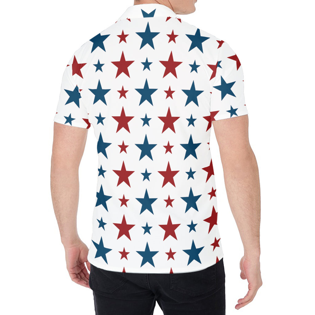 Red And Blue USA Star Pattern Print Men's Shirt